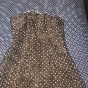 Black and white dotted prom dress